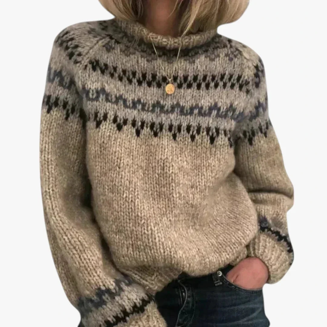 Women's High-Neck Icelandic Knit Sweater