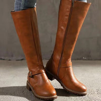 Women's Knee-High Buckle-Strap Orthopedic Leather Boots