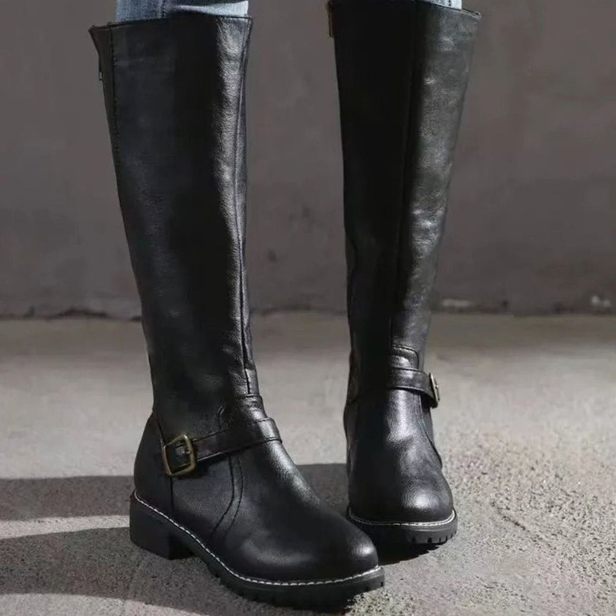 Women's Knee-High Buckle-Strap Orthopedic Leather Boots