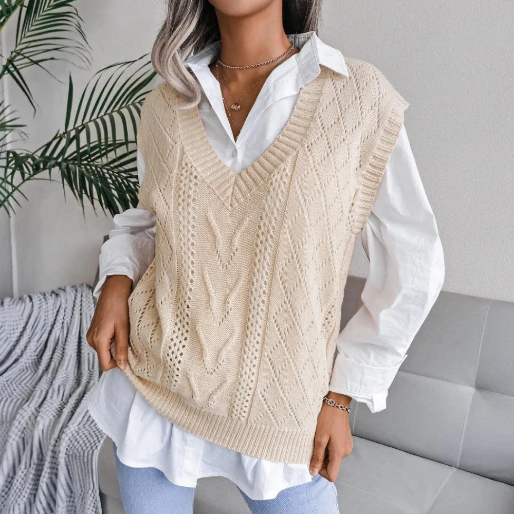 Women's Knit Sweater Vest in Modern Design