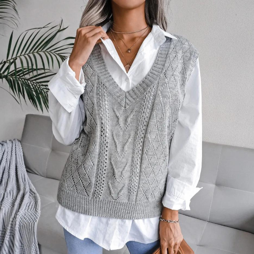 Women's Knit Sweater Vest in Modern Design