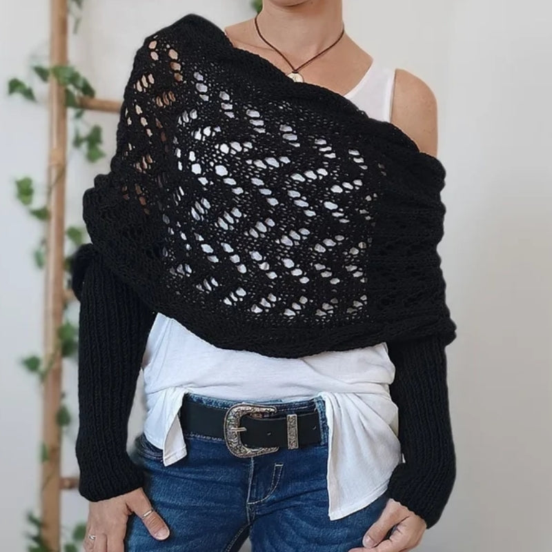 Women's Knitted Scarf with Sleeves