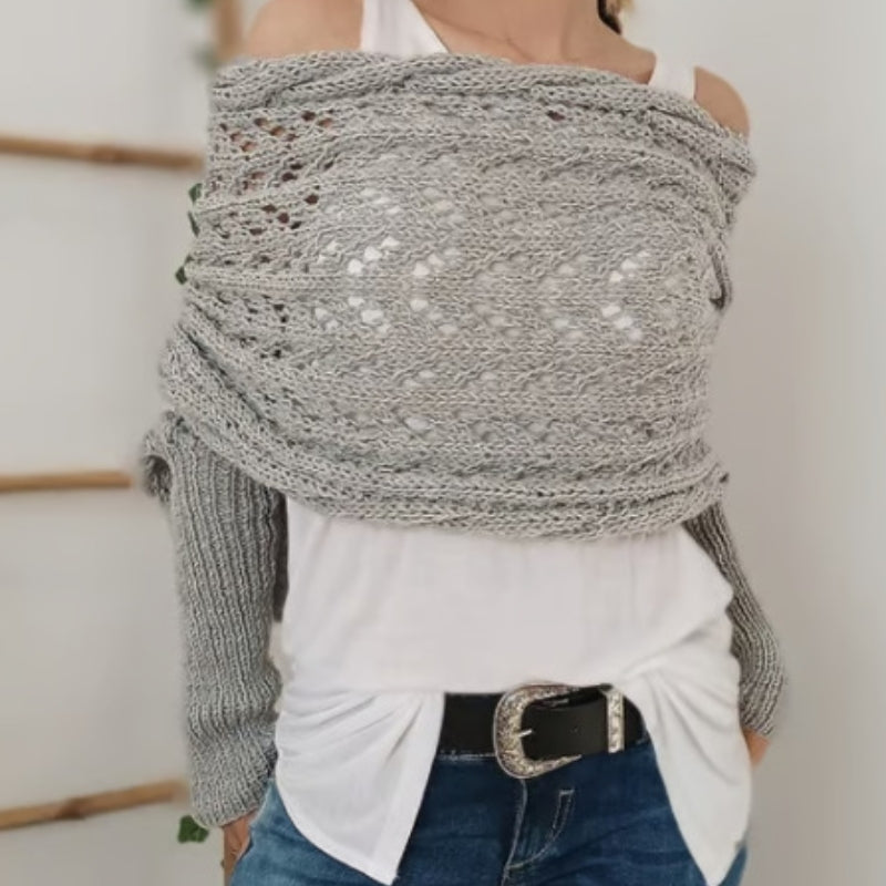 Women's Knitted Scarf with Sleeves
