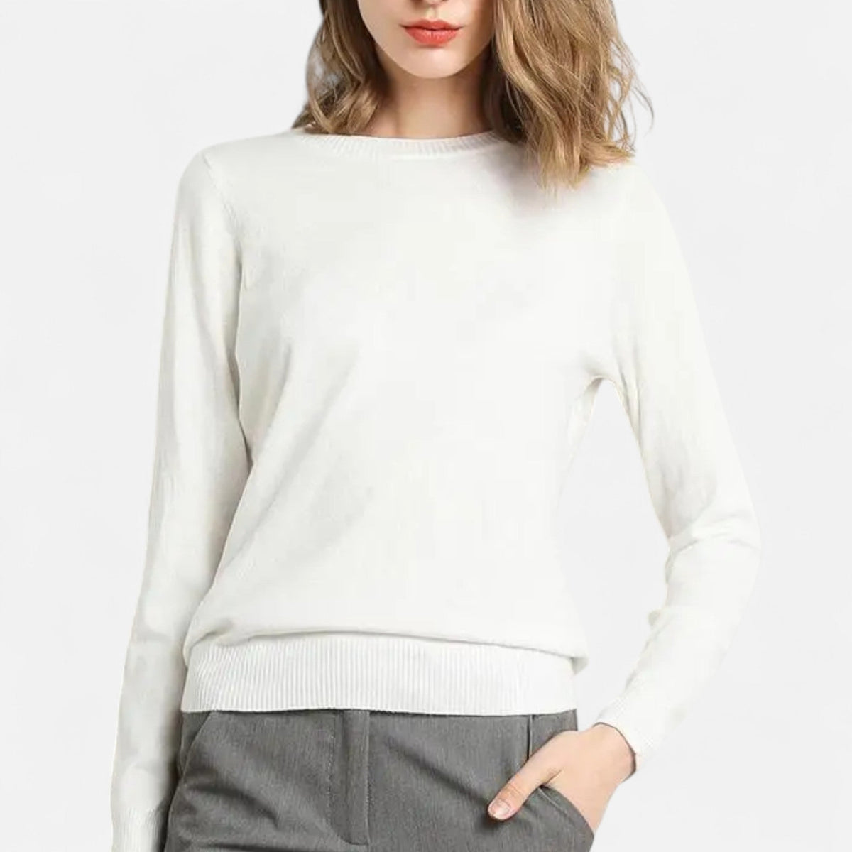 Women's Lightweight Long-Sleeve Crew Neck Sweater