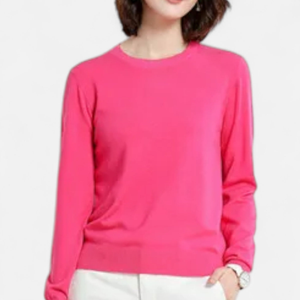 Women's Lightweight Long-Sleeve Crew Neck Sweater