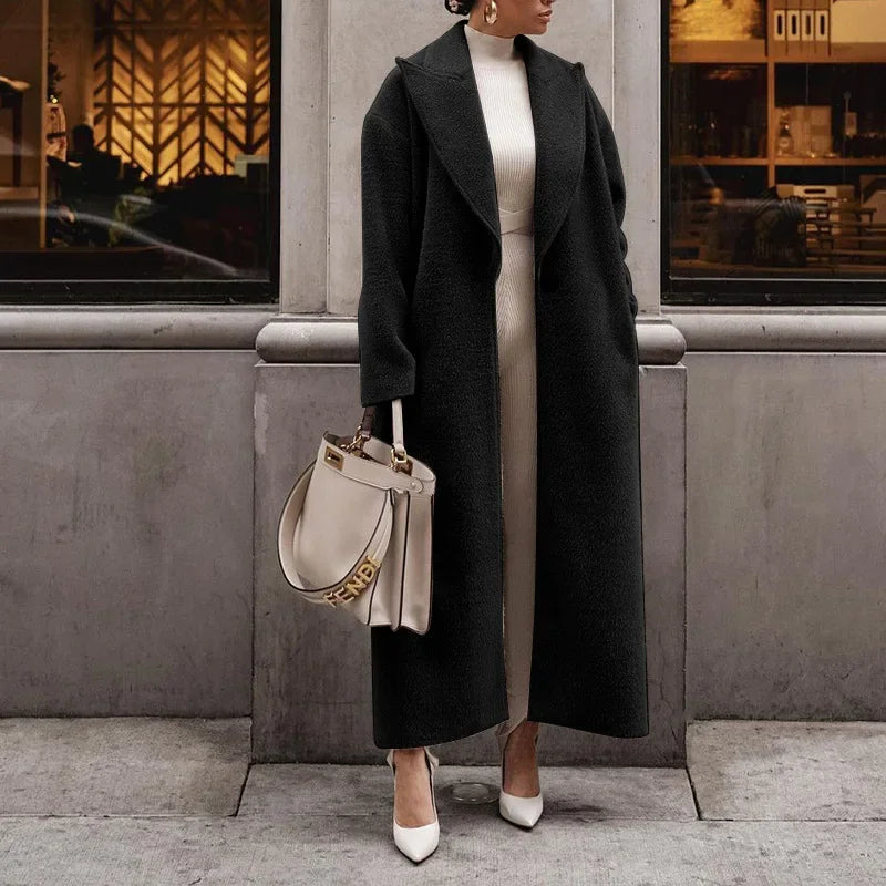 Women's Long Comfortable Polyester Fleece Winter Coat