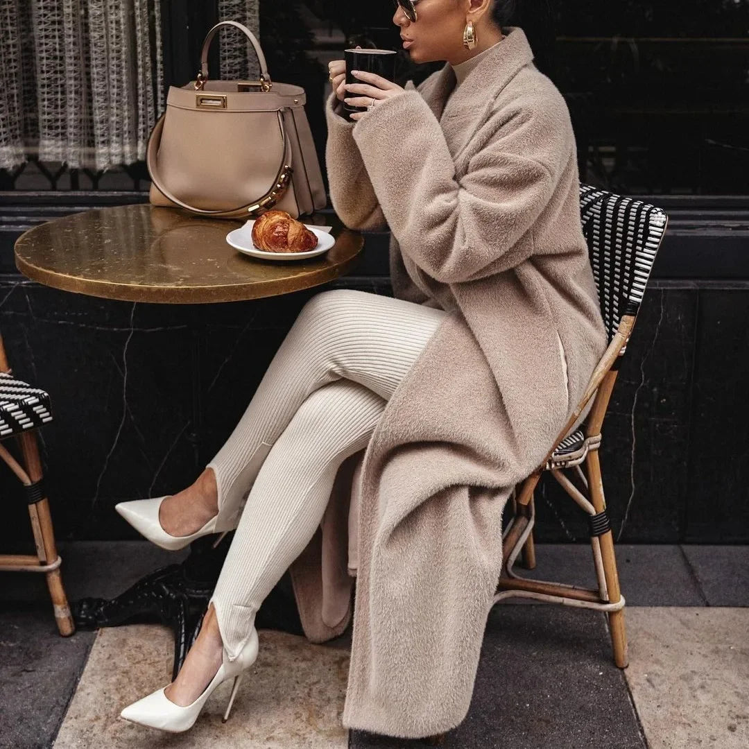 Women's Long Comfortable Polyester Fleece Winter Coat