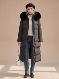 Women's Long Fur-Hooded Winter Puffer Parka