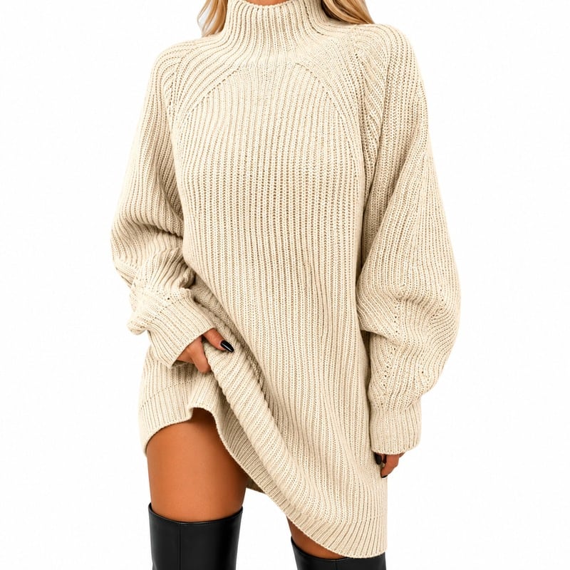 Women's Long Knit Turtleneck Sweater