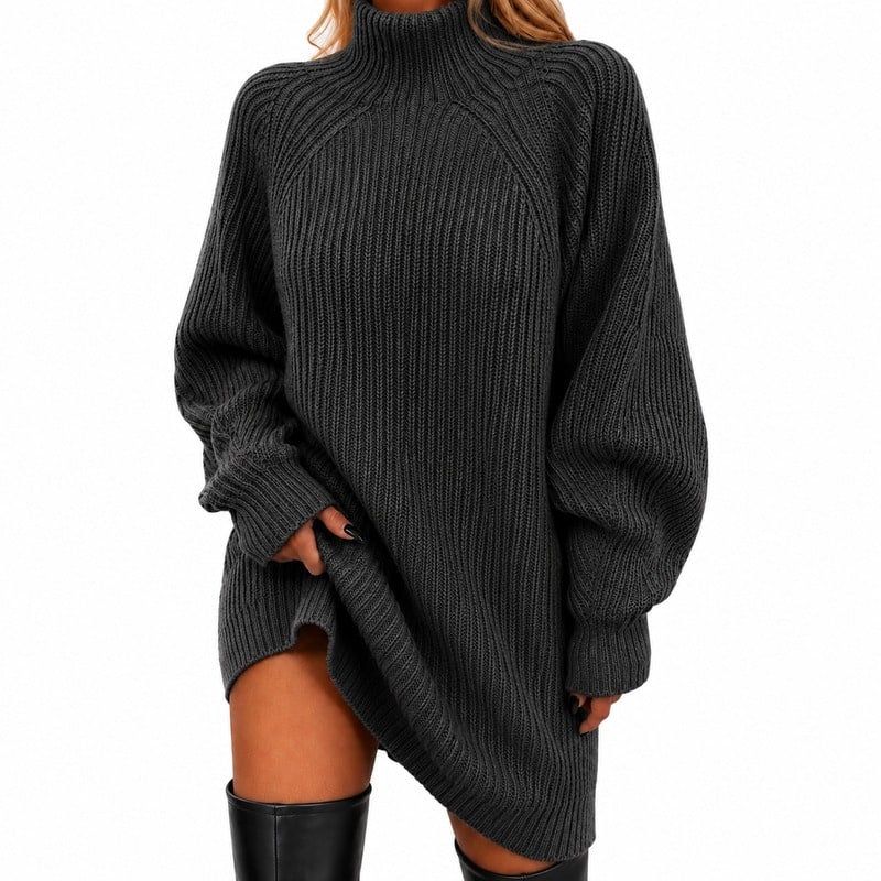 Women's Long Knit Turtleneck Sweater