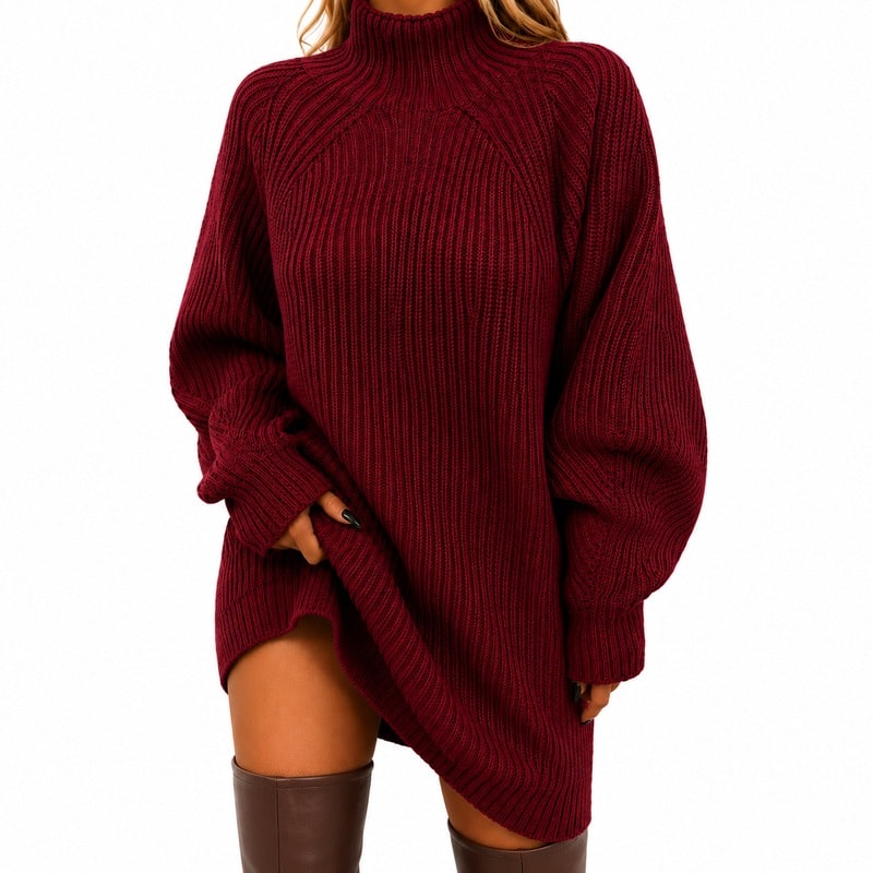 Women's Long Knit Turtleneck Sweater