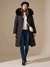 Women's Long Puffer Parka Winter Coat with Fur Hood
