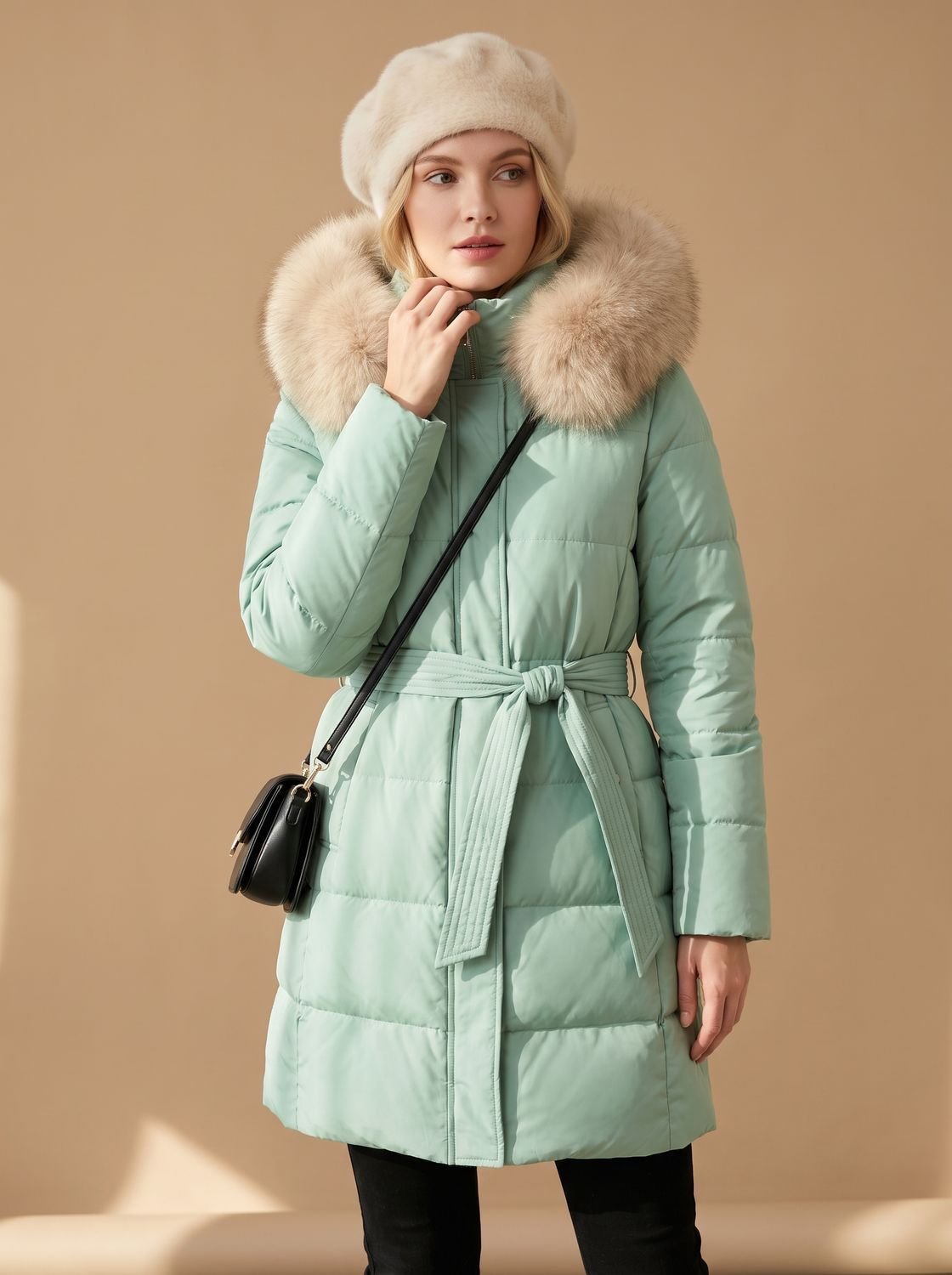 Women's Long Puffer Parka Winter Coat with Fur Hood
