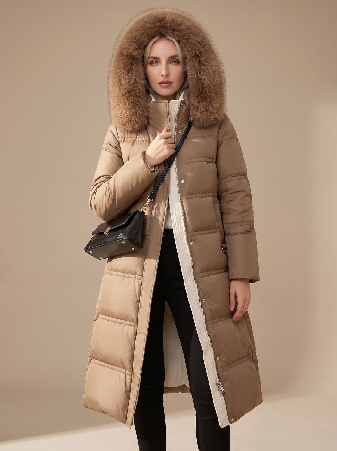 Women's Long Puffer Parka Winter Coat with Fur Hood