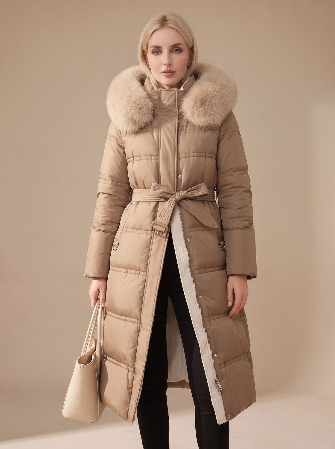 Women's Long Puffer Parka Winter Coat with Fur Hood