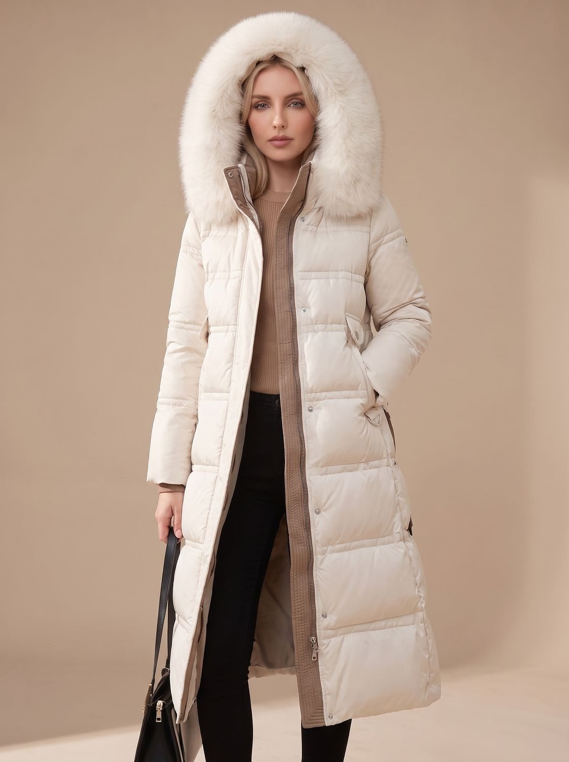 Women's Long Puffer Parka Winter Coat with Fur Hood