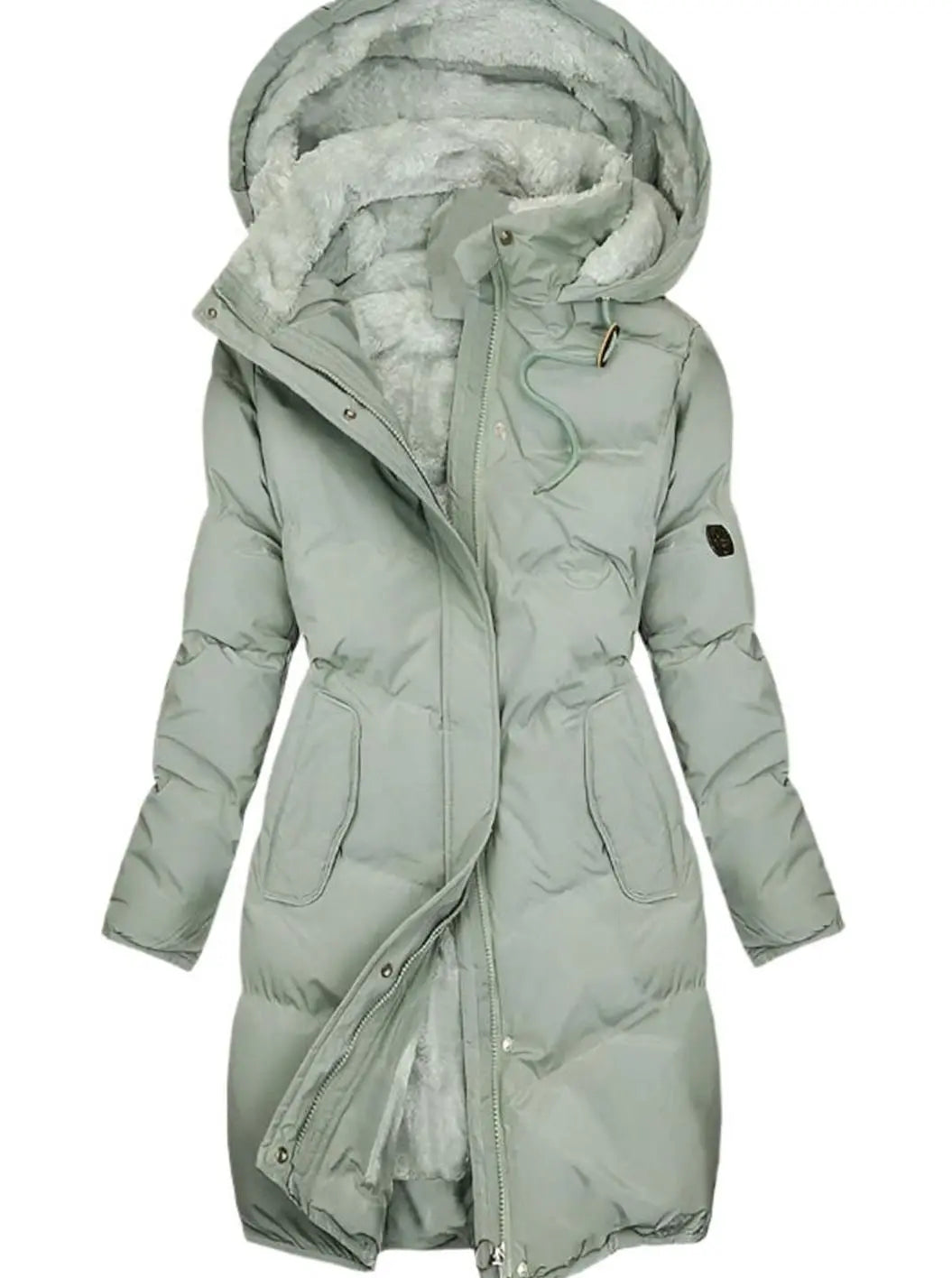 Women's Long Quilted Hooded Fleece-Lined Winter Coat