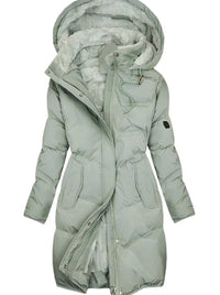 Women's Long Quilted Hooded Fleece-Lined Winter Coat