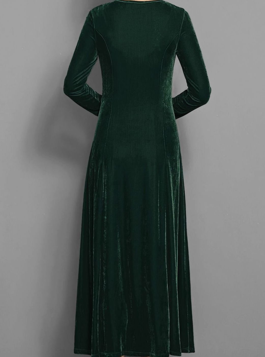 Women's Long-Sleeve Velvet A-Line Maxi Formal Party Dress