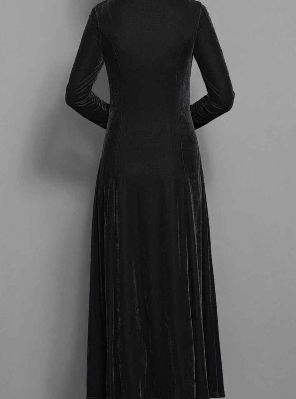 Women's Long-Sleeve Velvet A-Line Maxi Formal Party Dress
