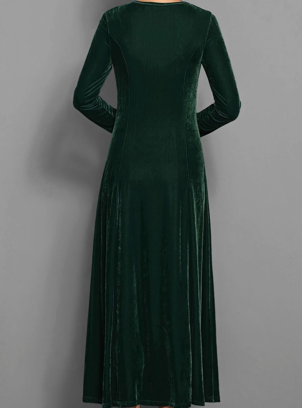 Women's Long-Sleeve Velvet A-Line Maxi Formal Party Dress