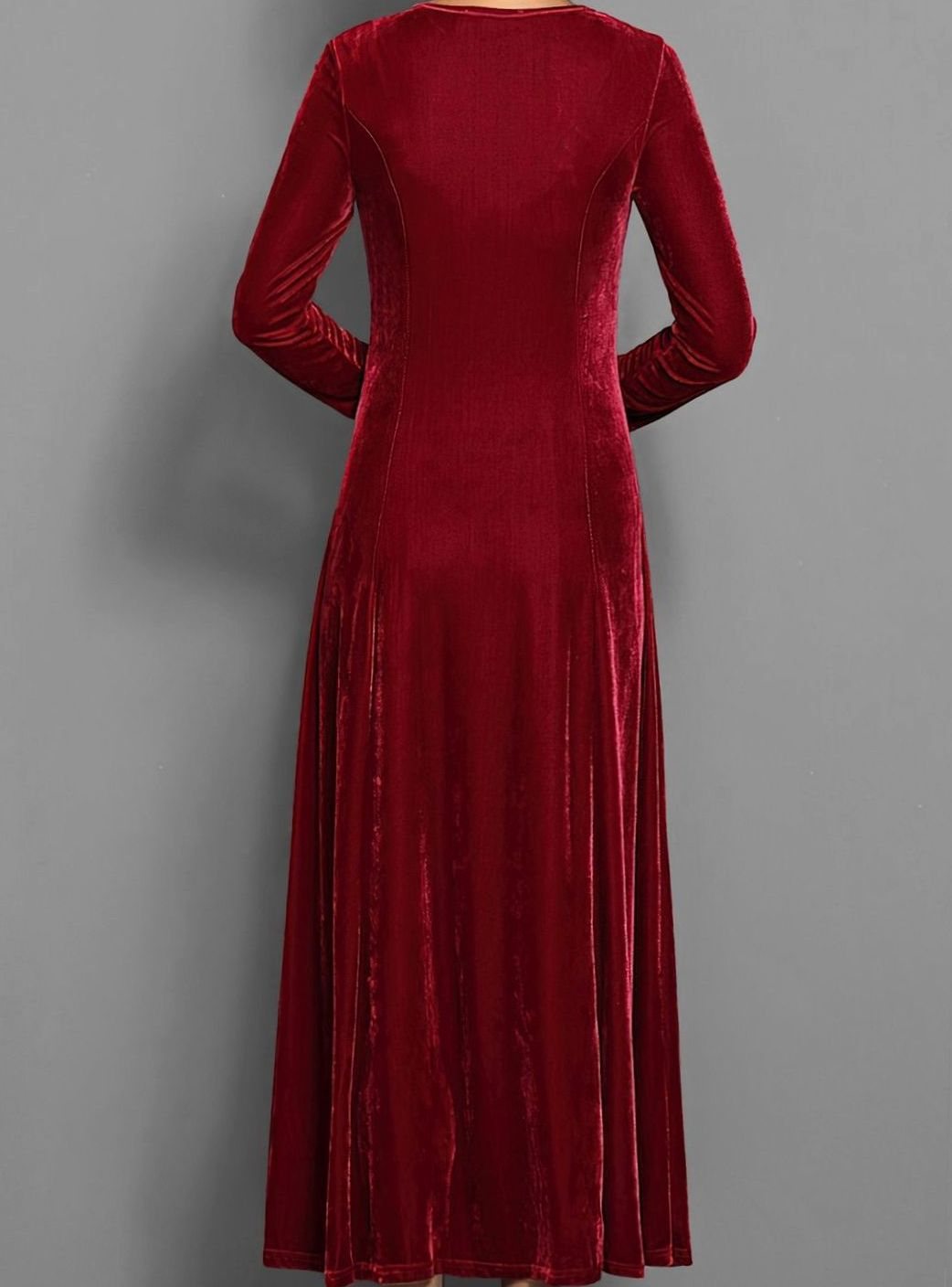 Women's Long-Sleeve Velvet A-Line Maxi Formal Party Dress