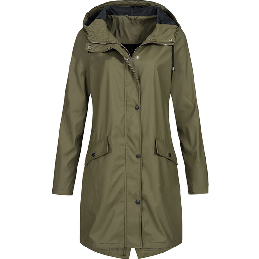 Women's Long Waterproof Jacket for All-Season Outdoor Wear