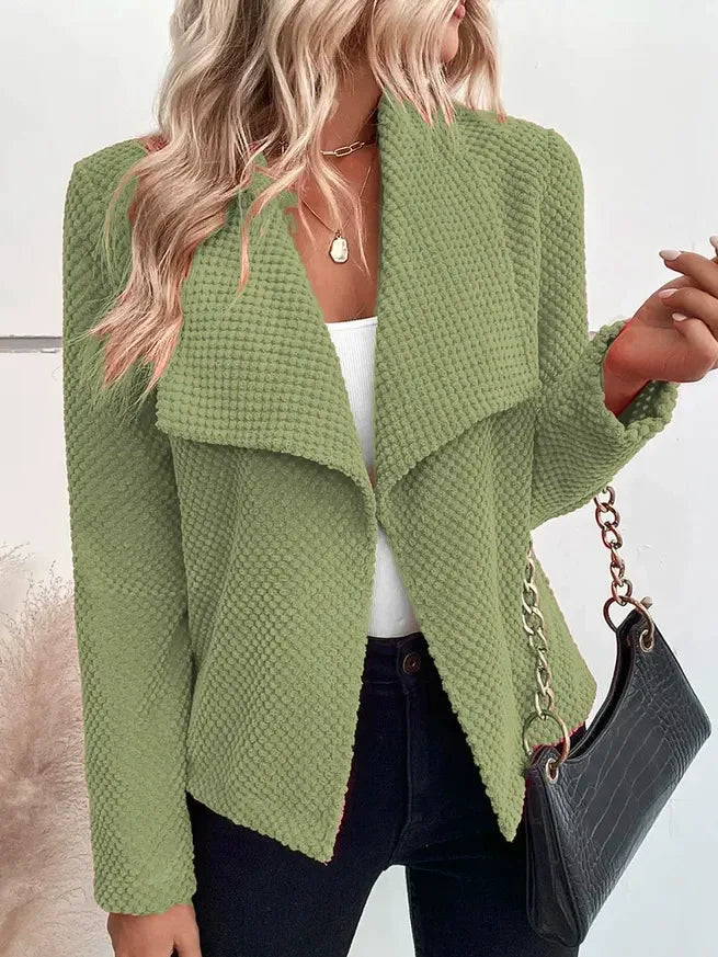 Women's Loose-Fit Long-Sleeve Blazer Jacket with Wide Lapels