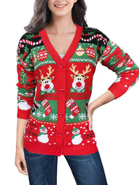Women's Merry Christmas Holiday Knit Cardigan Sweater