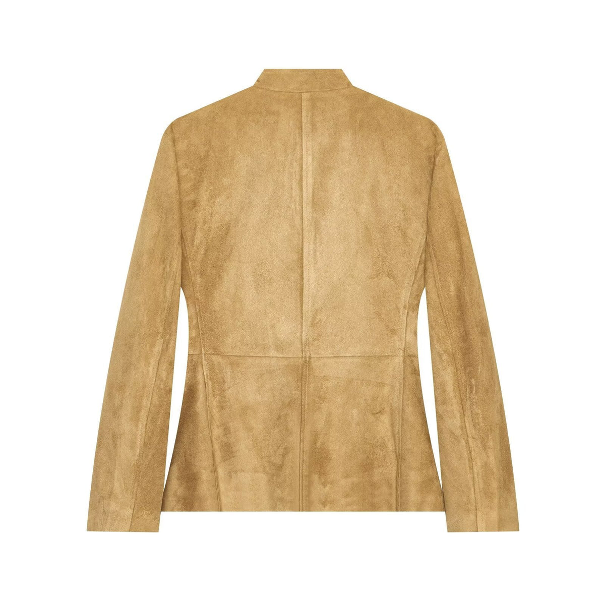 Women's Military-Style Suede Jacket with Stand-Up Collar