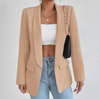 Women's Open-Front Lapel Mid-Length Smart Casual Blazer