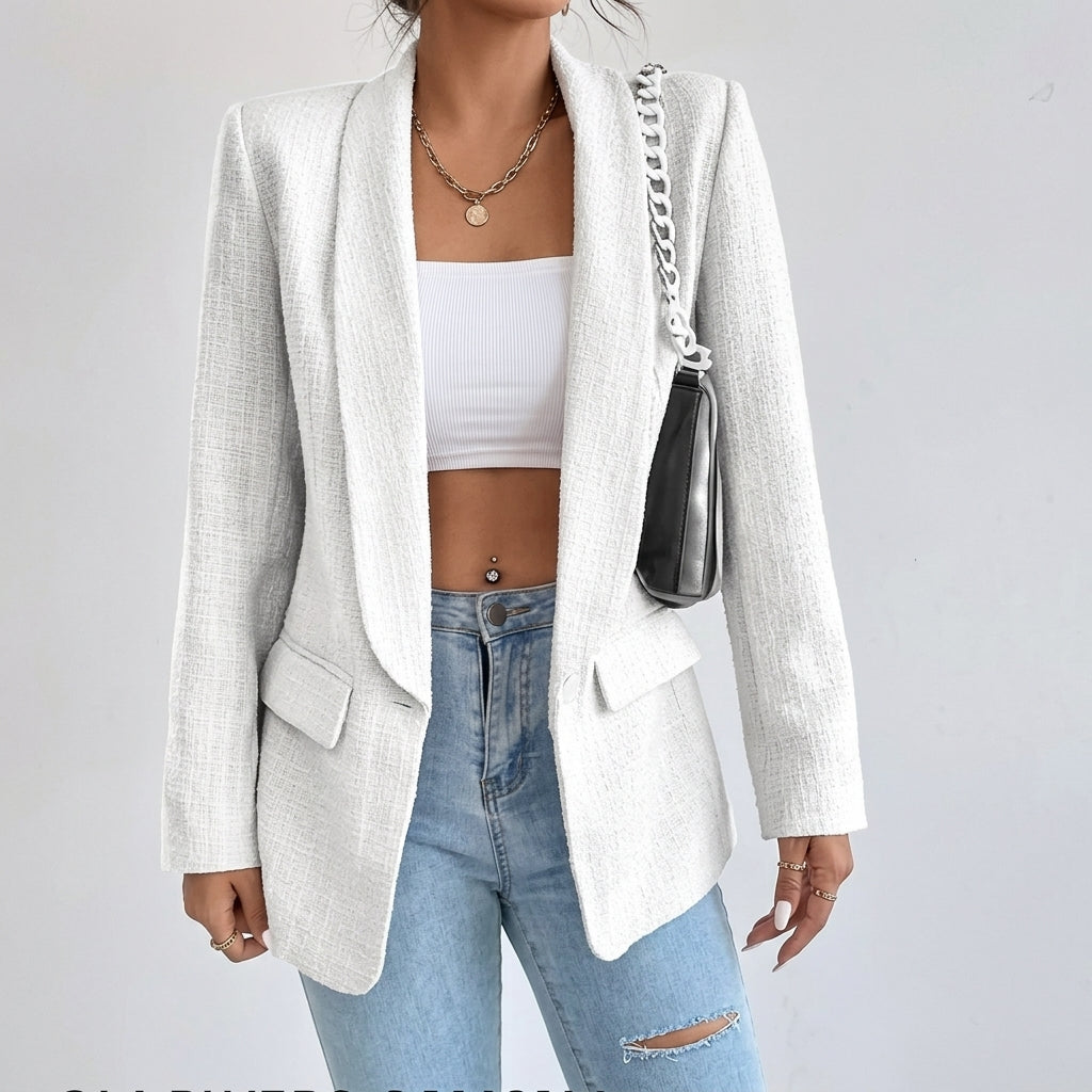 Women's Open-Front Lapel Mid-Length Smart Casual Blazer
