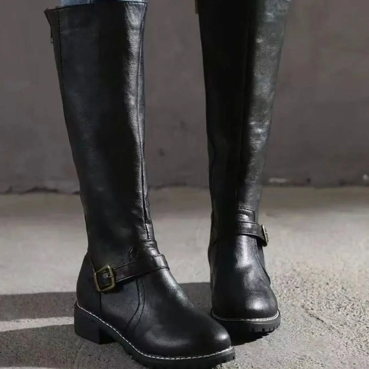 Women's Orthopedic Knee-High Buckle Leather Boots