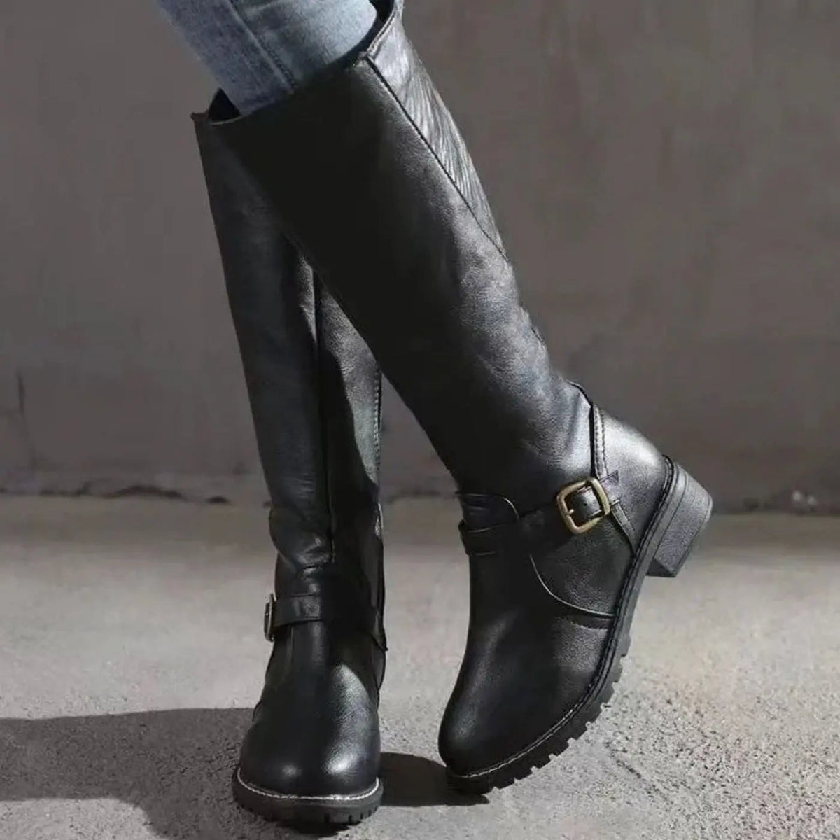 Women's Orthopedic Knee-High Buckle Leather Boots