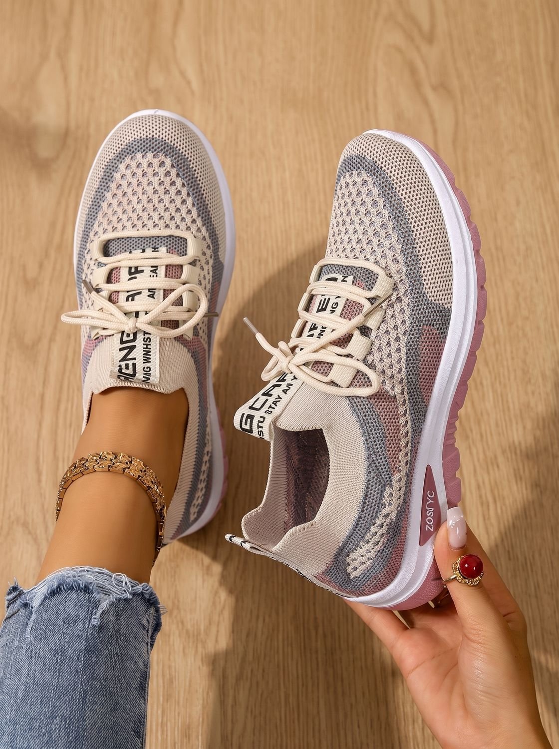 Women's Orthopedic Lace-Up Breathable Mesh Walking Sneakers