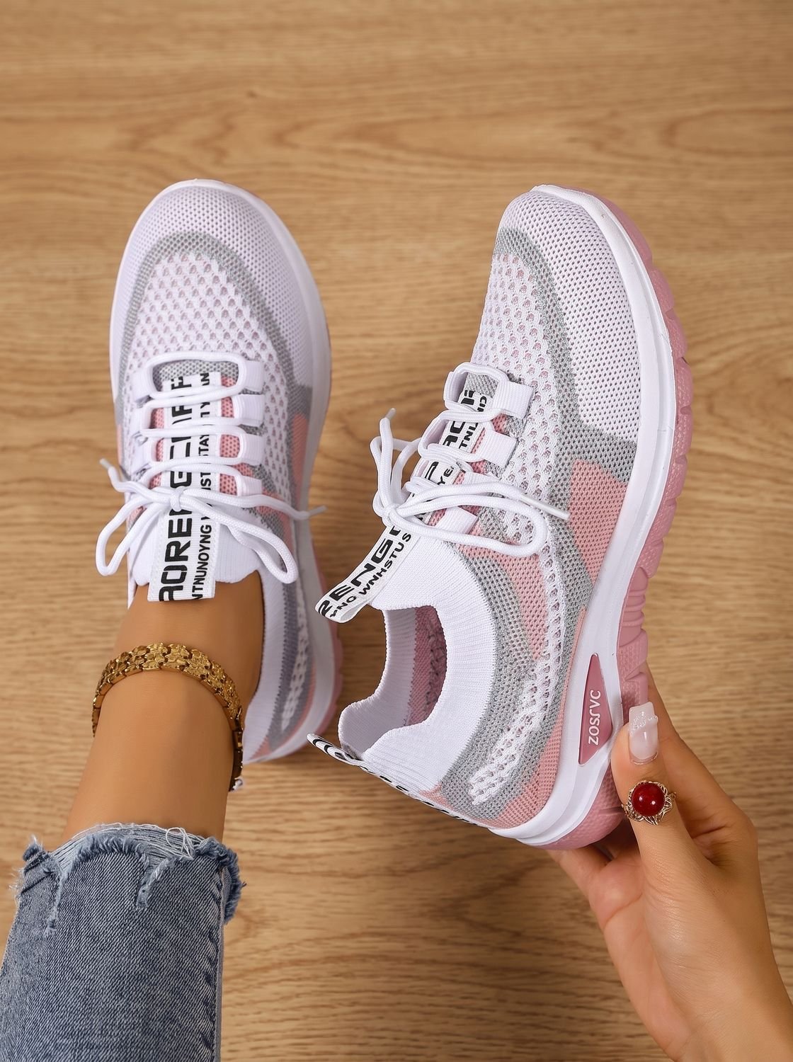 Women's Orthopedic Lace-Up Breathable Mesh Walking Sneakers