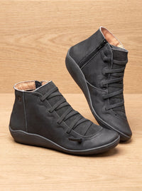 Women's Orthopedic Lace-Up Side-Zip Wedge Ankle Boots