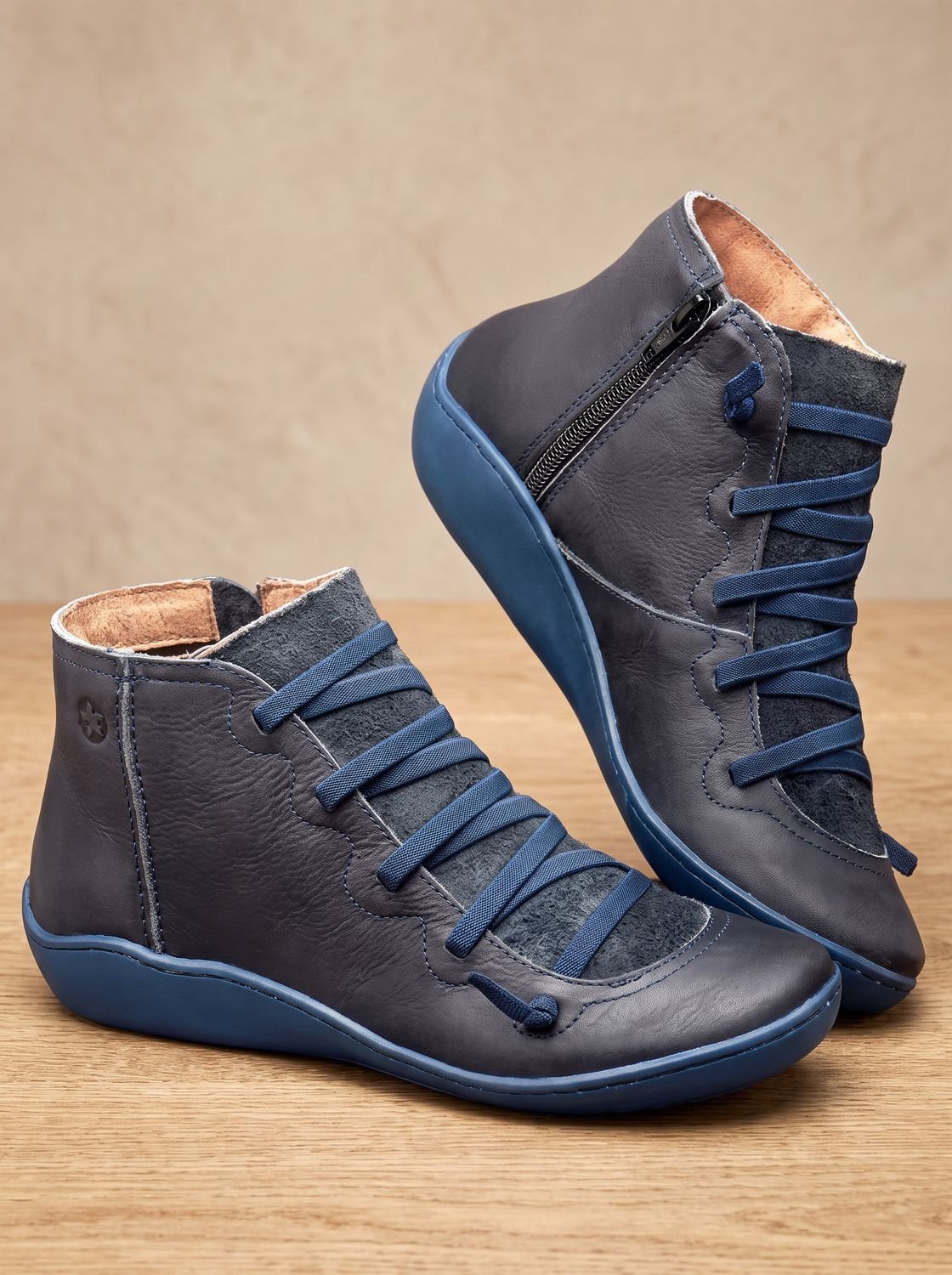 Women's Orthopedic Lace-Up Side-Zip Wedge Ankle Boots