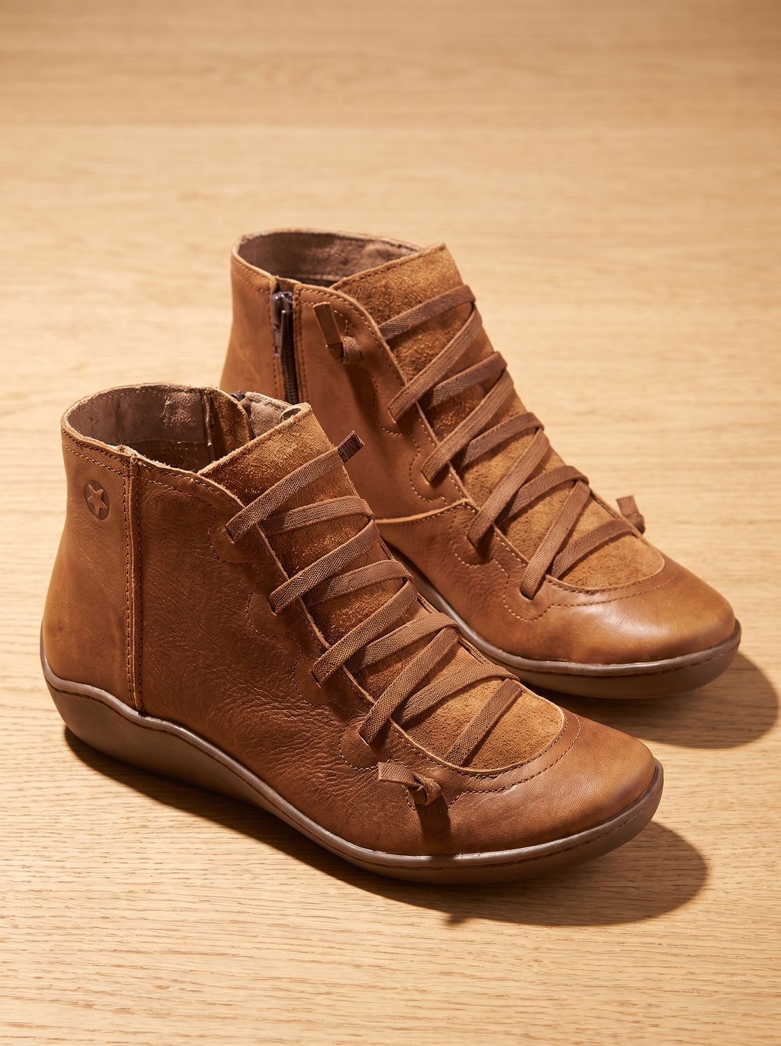Women's Orthopedic Lace-Up Side-Zip Wedge Ankle Boots