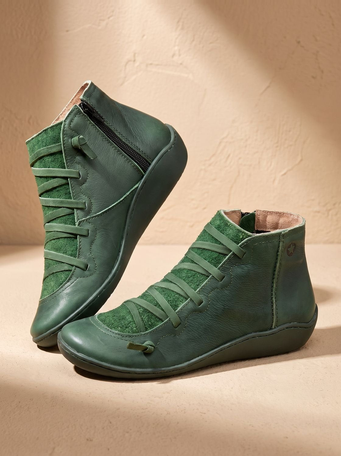 Women's Orthopedic Lace-Up Side-Zip Wedge Ankle Boots