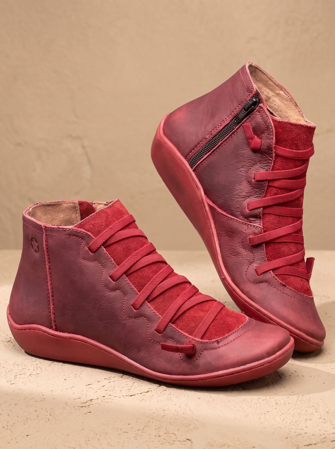 Women's Orthopedic Lace-Up Side-Zip Wedge Ankle Boots