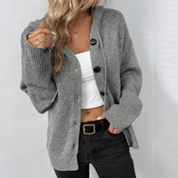 Women's Oversized Button-Front Hooded Cardigan Sweater
