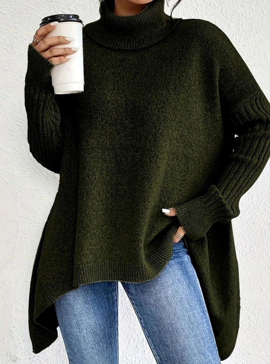 Women's Oversized Cashmere Turtleneck Pullover Sweater
