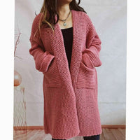 Women's Oversized Chunky Knit Open-Front Cardigan with Pockets