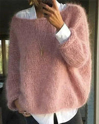Women's Oversized Fuzzy Knit Pullover Sweater
