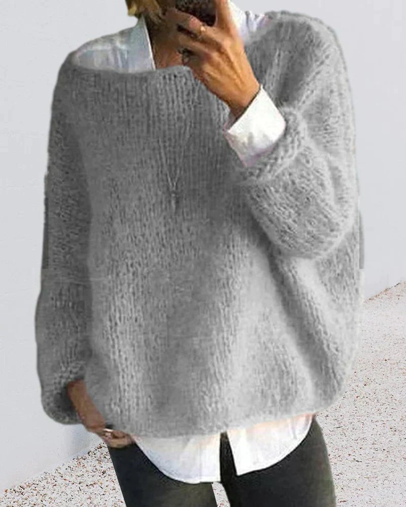 Women's Oversized Fuzzy Knit Pullover Sweater