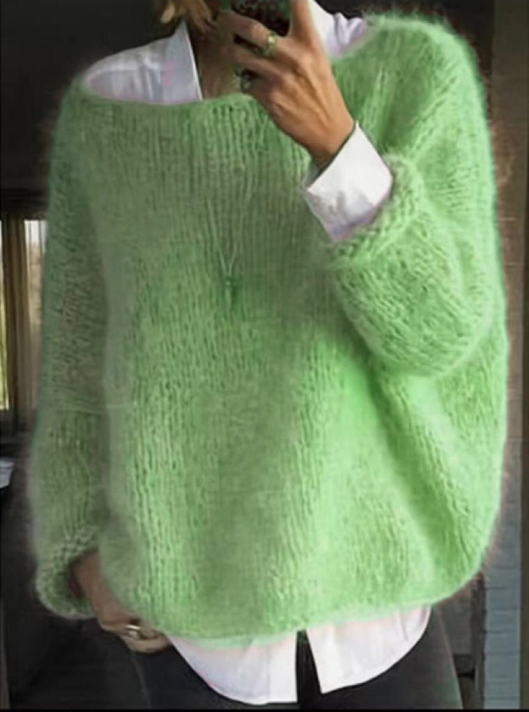 Women's Oversized Fuzzy Knit Pullover Sweater