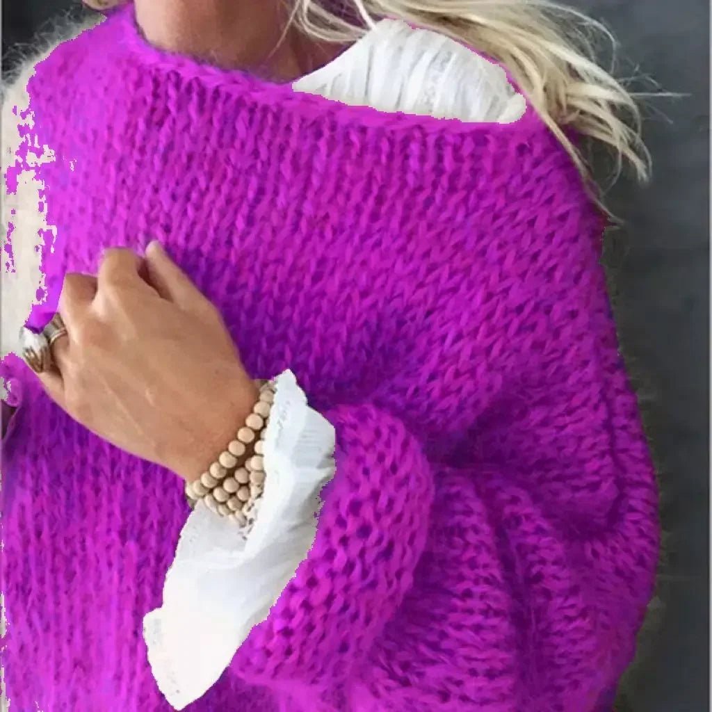 Women's Oversized Fuzzy Knit Pullover Sweater