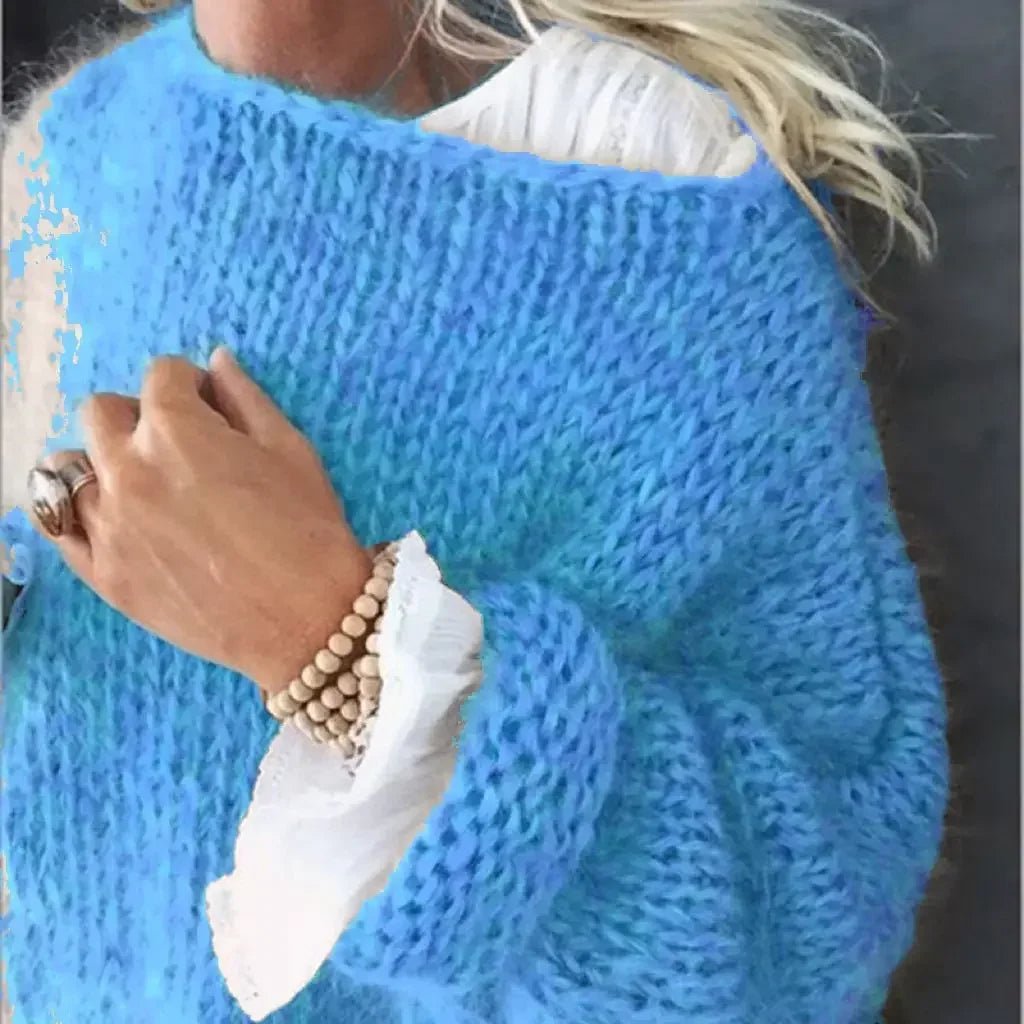 Women's Oversized Fuzzy Knit Pullover Sweater