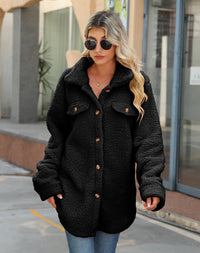 Women's Oversized Long Button-Front Shacket with Patch Pockets